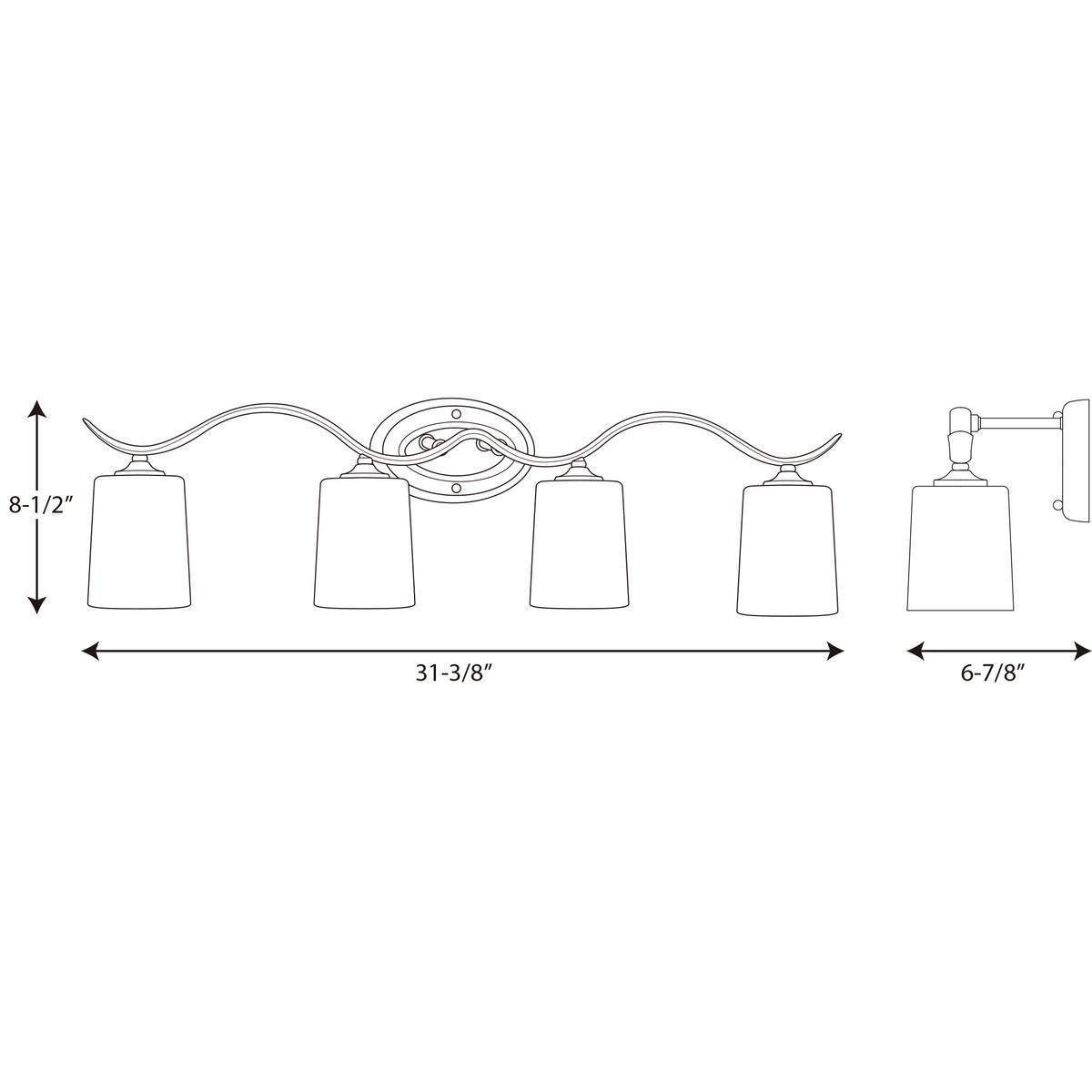 Progress Lighting Inspire 4-Light Wall Sconce, Polished Chrome, Etched Glass Shades