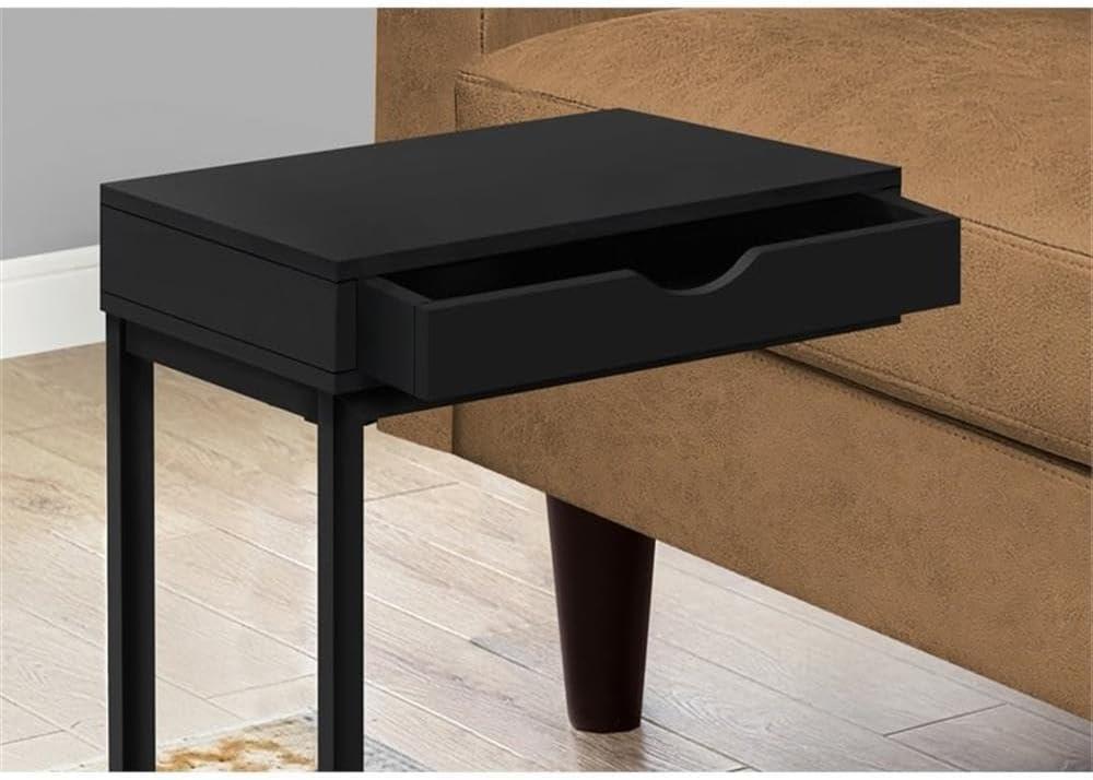 Monarch Specialties ACCENT TABLE - BLACK / BLACK METAL WITH A DRAWER