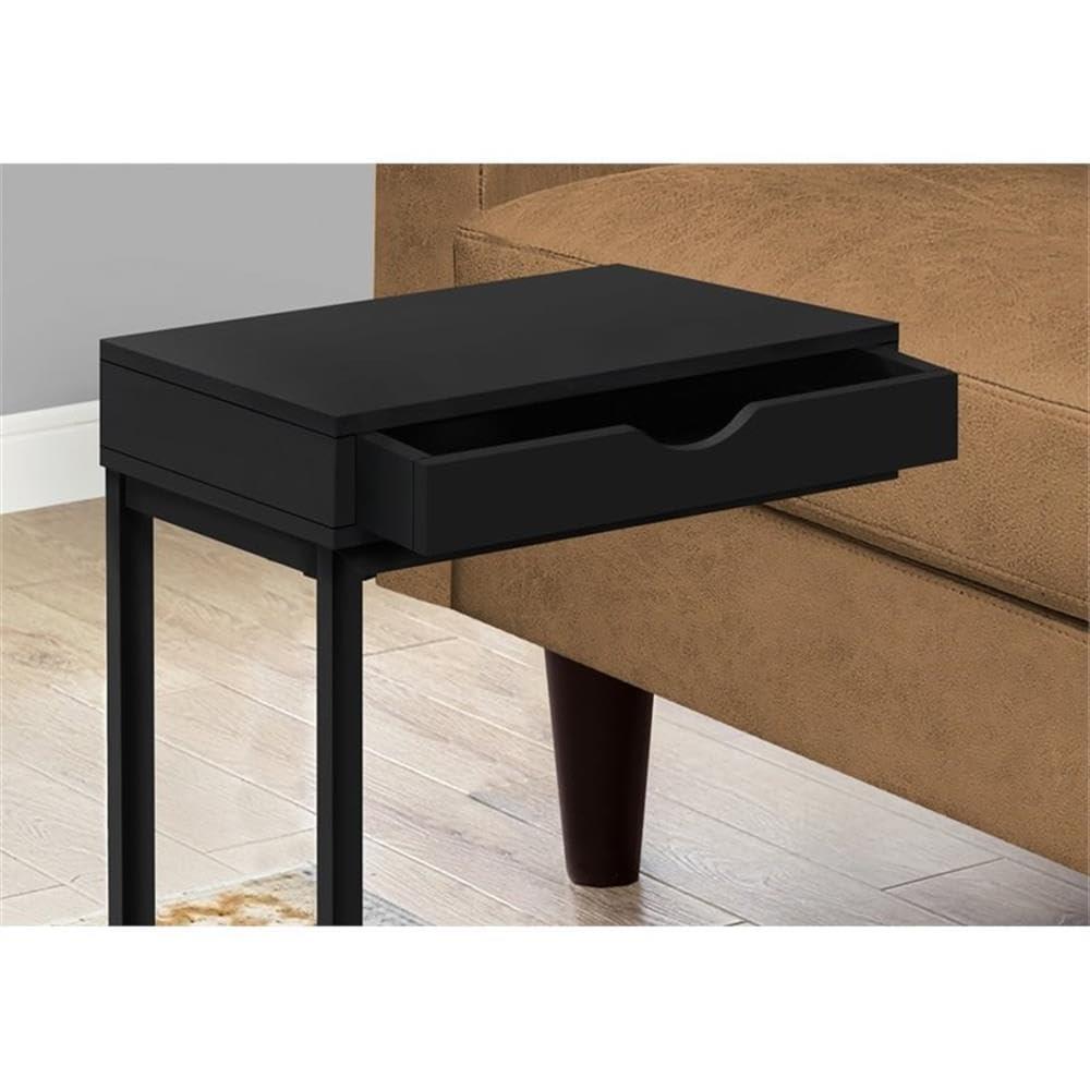 Monarch Specialties ACCENT TABLE - BLACK / BLACK METAL WITH A DRAWER