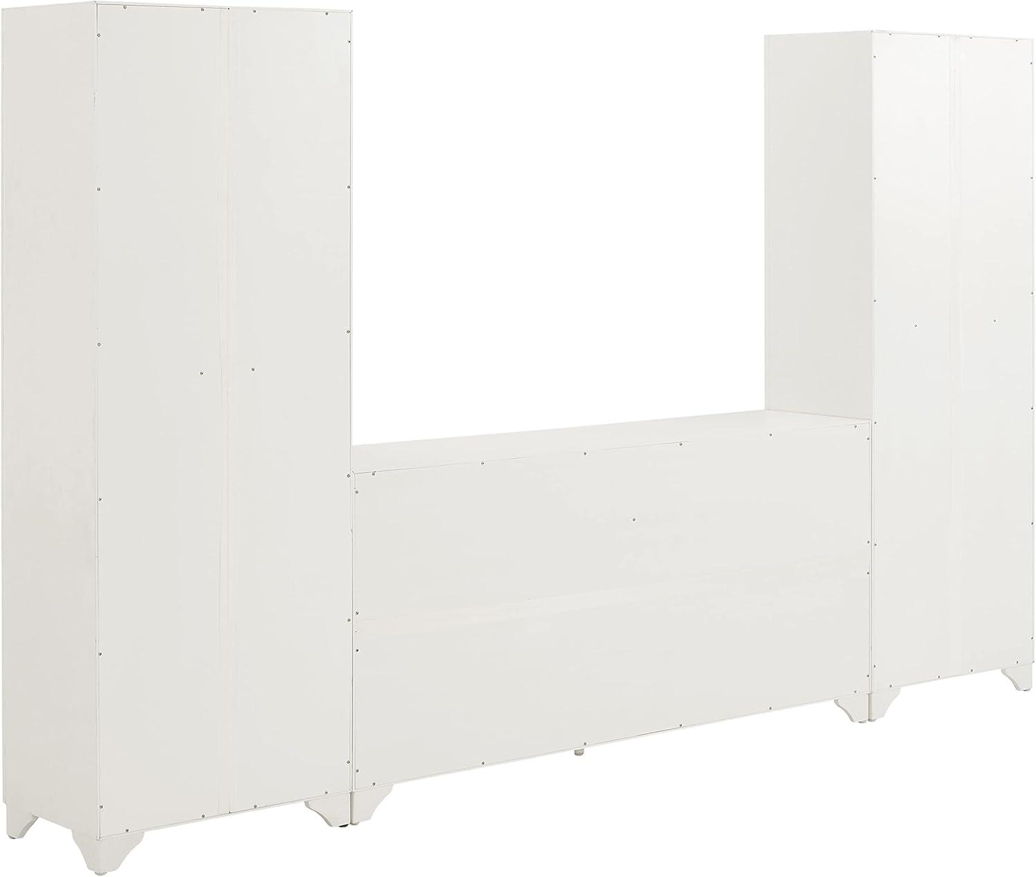 Distressed White 67" Entertainment Set with Cabinets