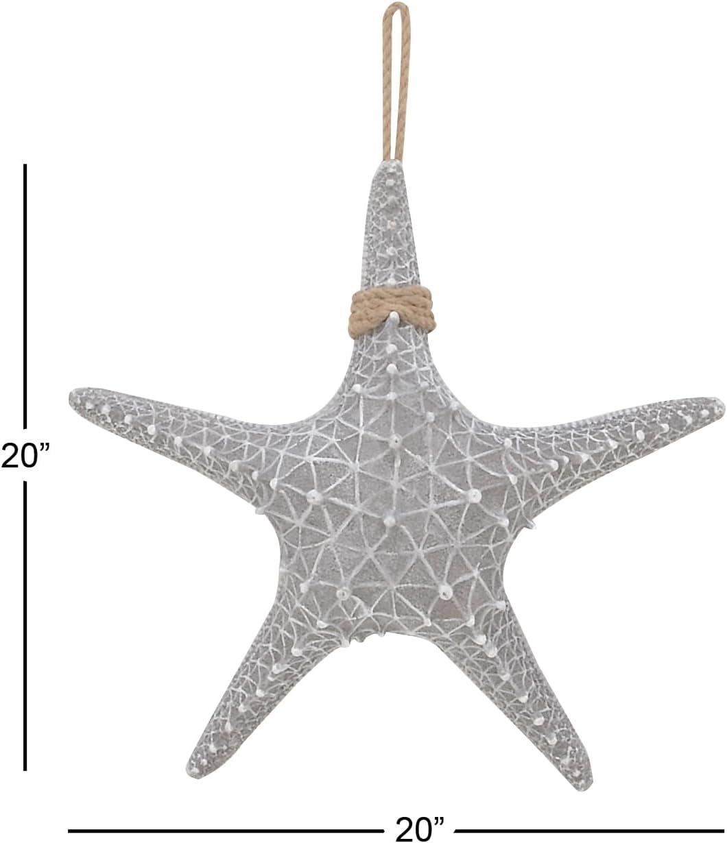 Gray Resin Starfish Wall Sculpture with Twisted Cord Accent