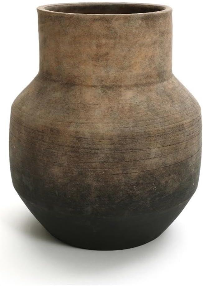 LuxenHome Brown Ombre Terracotta 11.4-Inch Round Vase