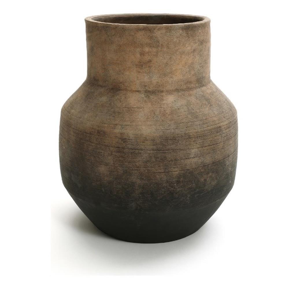 LuxenHome Brown Ombre Terracotta 11.4-Inch Round Vase