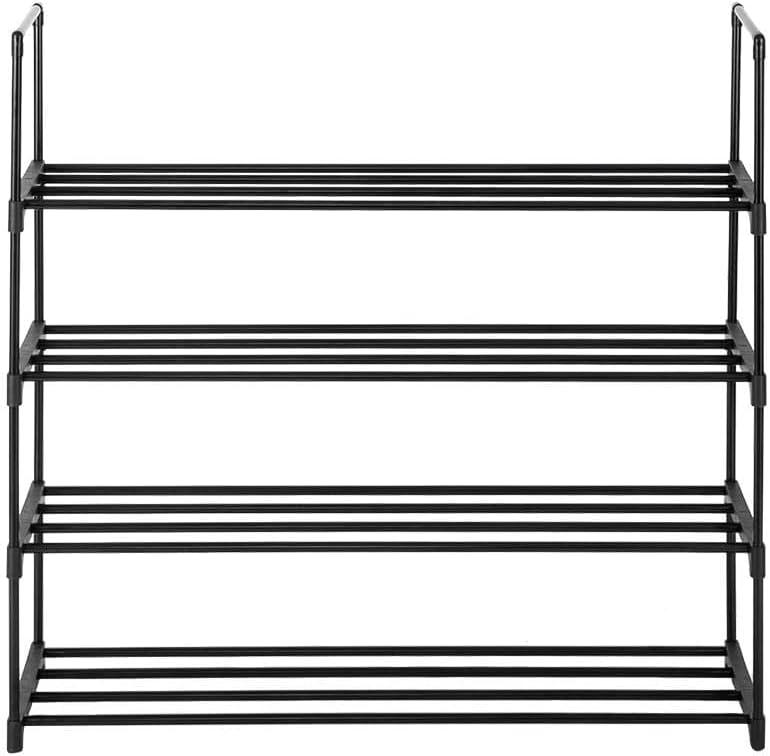 Ktaxon 4 Tiers Metal Sturdy Shoe Rack Shelf Shoe Tower Stand 20- Pairs Shoe Storage Cabinet Organizer for Closet Entryway Bedroom Living Room Home, Black Finish