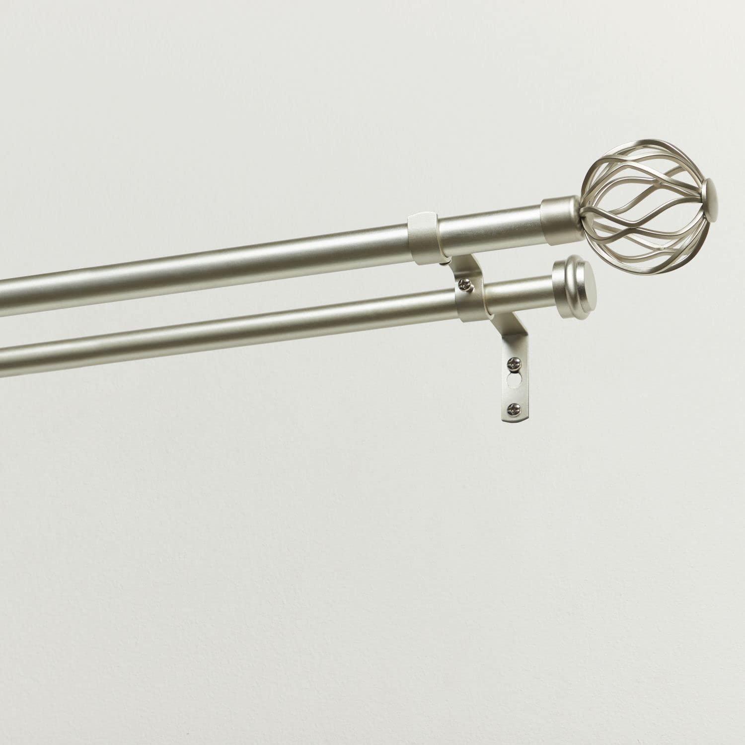 Amalgamated Textiles Ogee Double Window Curtain Rod and Finial Set