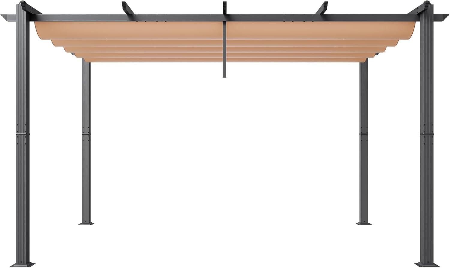 VEVOR 10'x13' Outdoor Retractable Pergola with Canopy, Aluminum Pergola with Retractable Canopy, Modern Style,Sun Shadefor Patios, Gardens, Decks, Backyards (Beige)