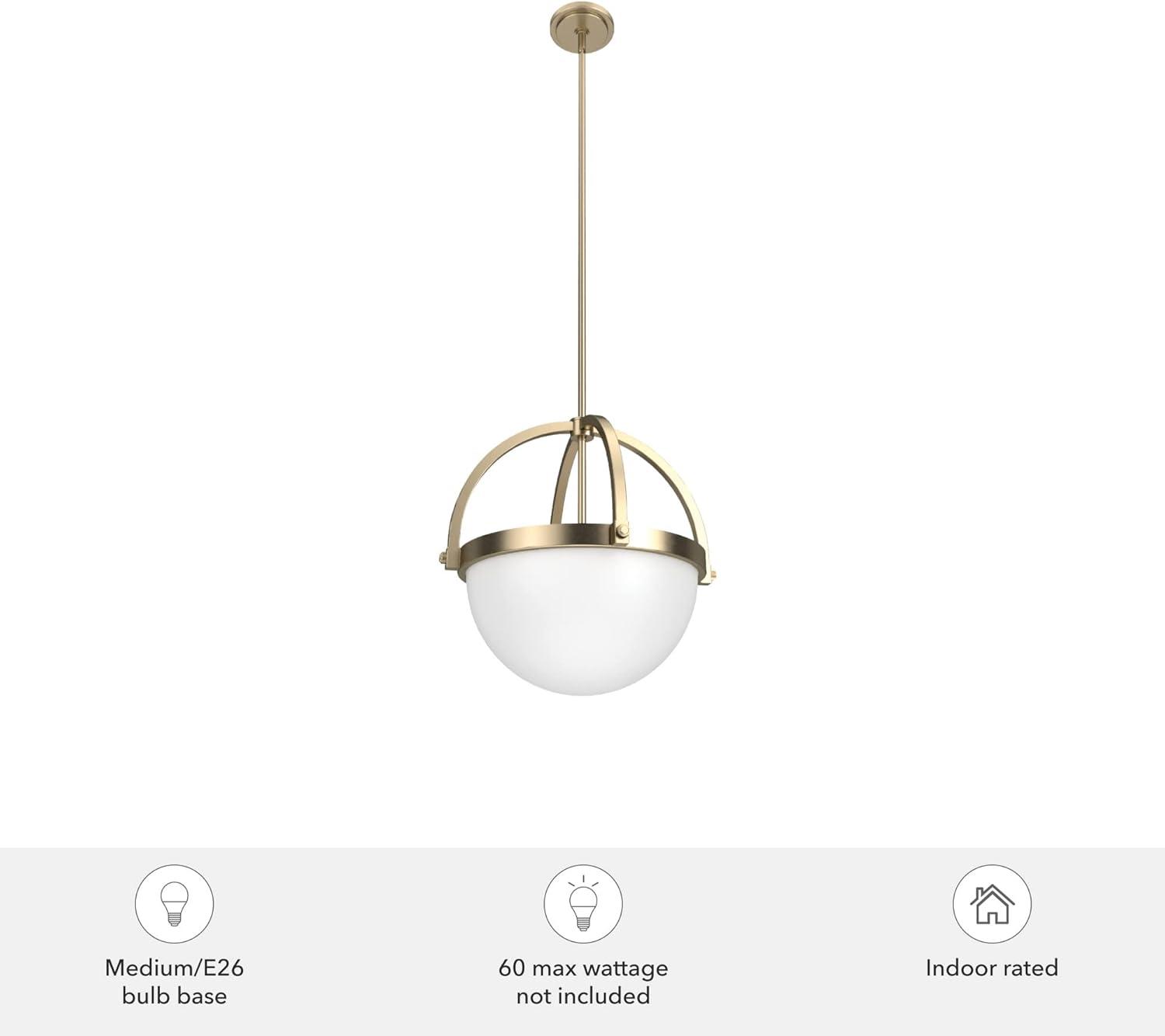 Hunter Wedgefield Alturas Gold with Frosted Cased White Glass 3 Light Pendant Ceiling Light Fixture