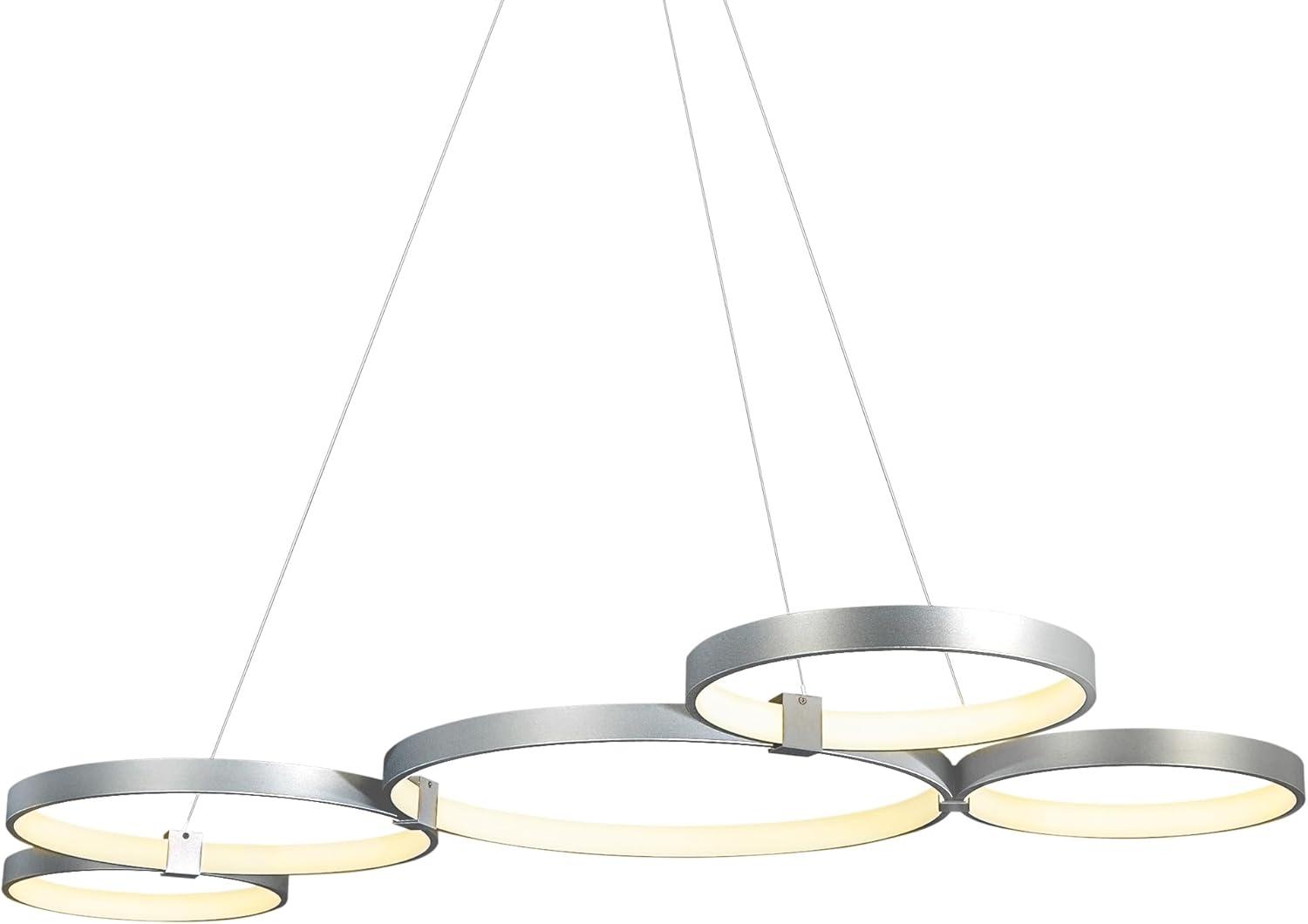 Capella 5-Light Geometric Ring Pendant 50" Integrated LED ETL Certified Adjustable Chandelier