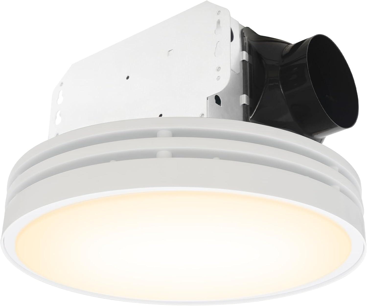 White Round Ceiling Mount Bathroom Exhaust Fan with LED Light