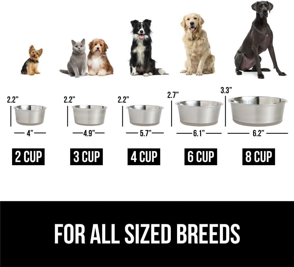 Beige 8 Cup Heavy Duty Stainless Steel Pet Bowls Set