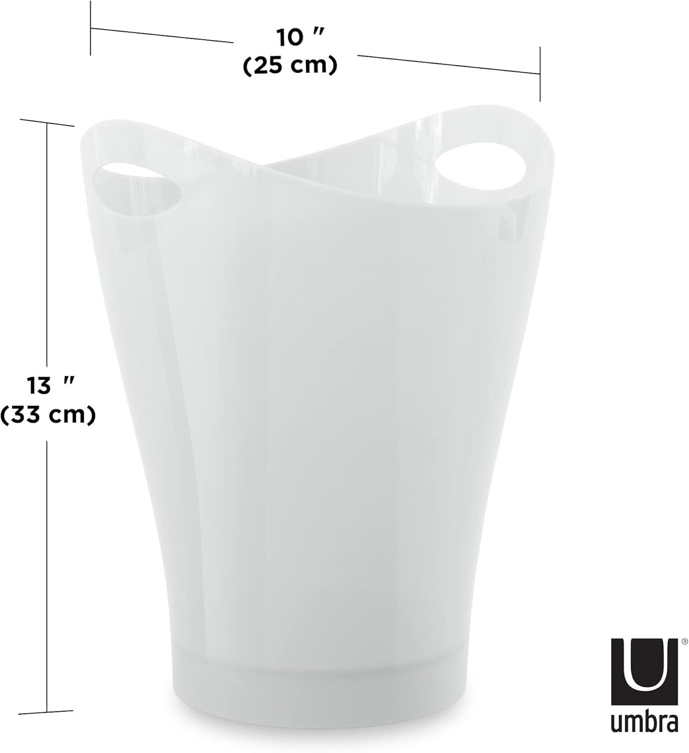 Metallic White 13" Contemporary Plastic Wastebasket