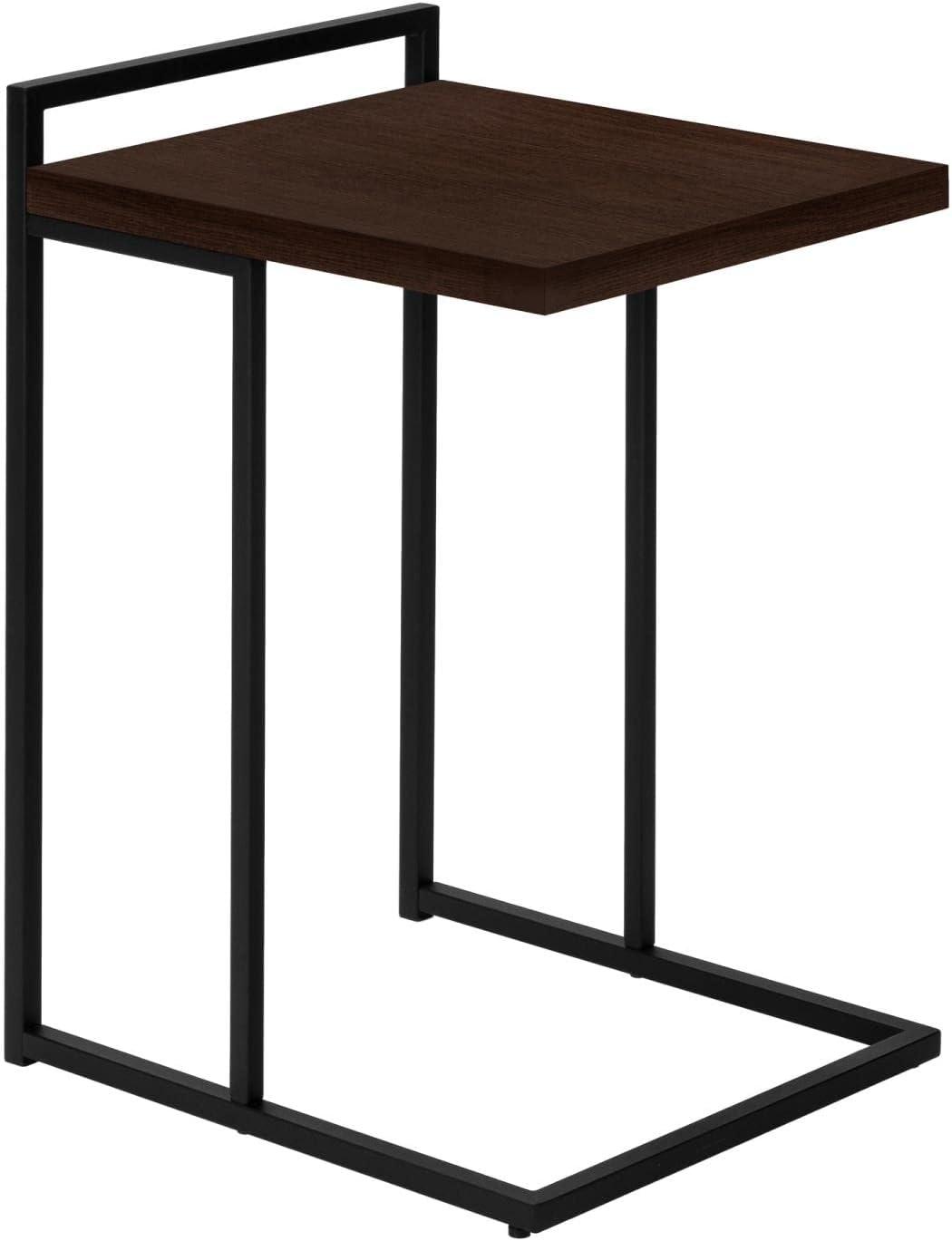Monarch Specialties Accent Table, C-shaped, End, Side, Snack, Living Room, Bedroom, Brown Laminate, Black Metal, Contemporary, Modern