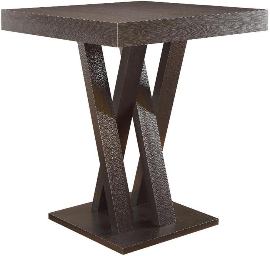 Coaster Modern Wood Square Criss Cross Base Pub Table in Cappuccino