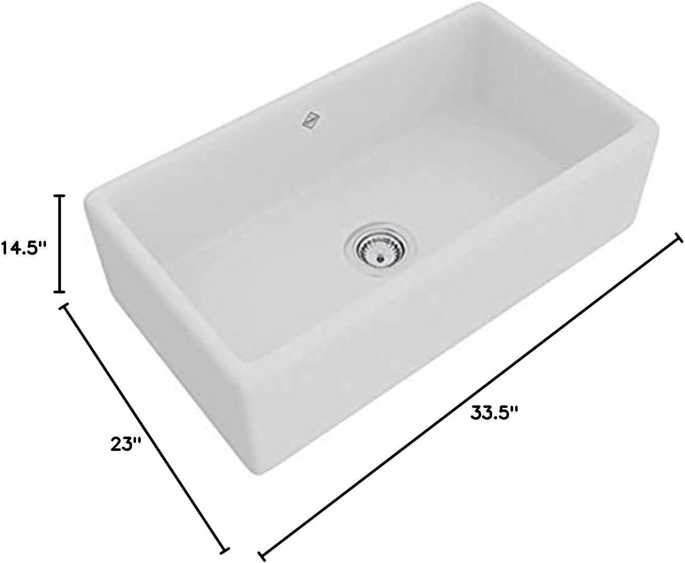 Lancaster 33" White Fireclay Farmhouse Apron Sink