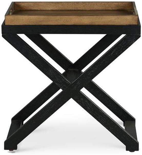 Topeka Walnut and Ebony Solid Wood Chairside Table