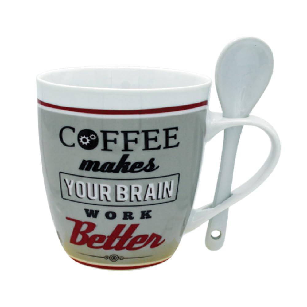 Coffee Mug Set of 4 Nice Mugs Porcelain 10 oz Unique White Tea Cups for Home, Office Breakroom - A Great Marriage or Friends Gift Boxed Set, Secret Santa