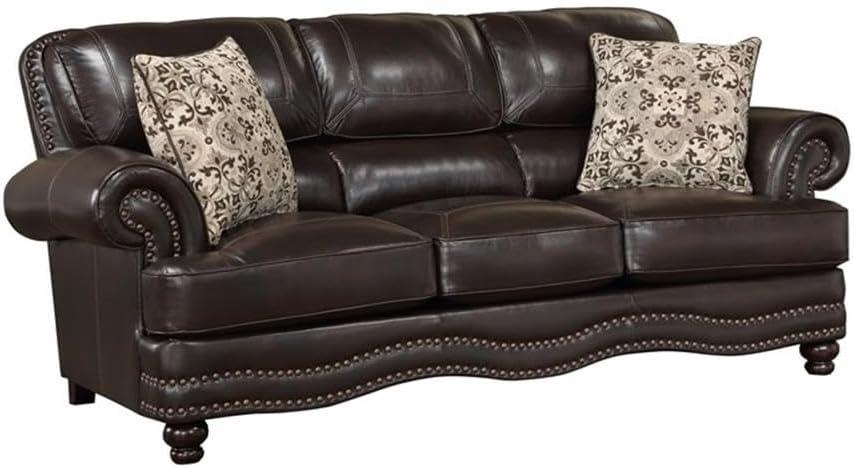 Lexicon Milford Faux Leather 2-Piece Upholstered Sofa Set in Brown