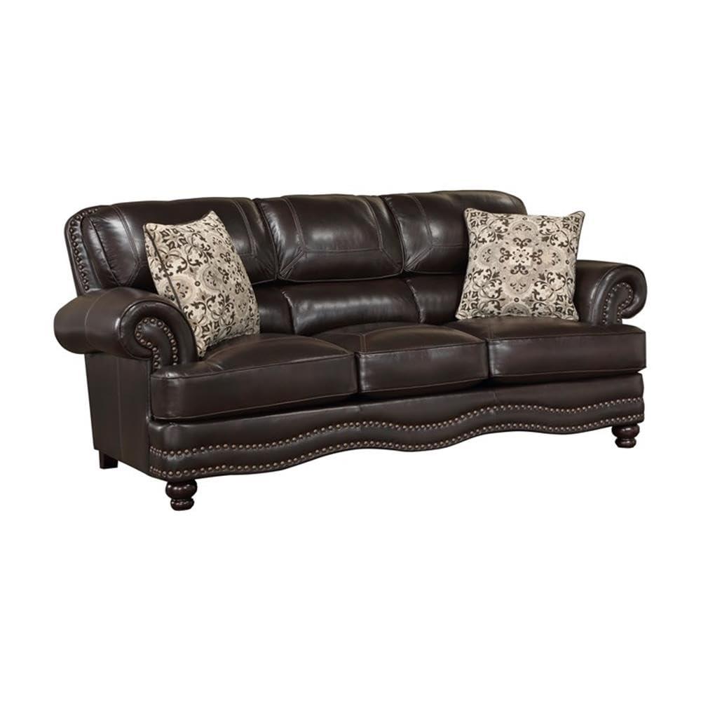 Lexicon Milford Faux Leather 2-Piece Upholstered Sofa Set in Brown