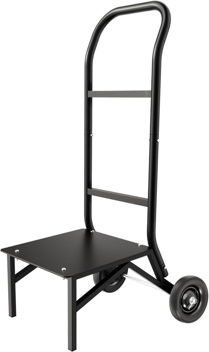 VEVOR Folding Chair Rack, 150 LBS Capacity, Heavy-Duty Chair Cart for Stacking 10 Chairs, Multi-Function Metal Chair Storage Dolly with Rubber Wheels, Push-Style Chair Holder, Matte Black