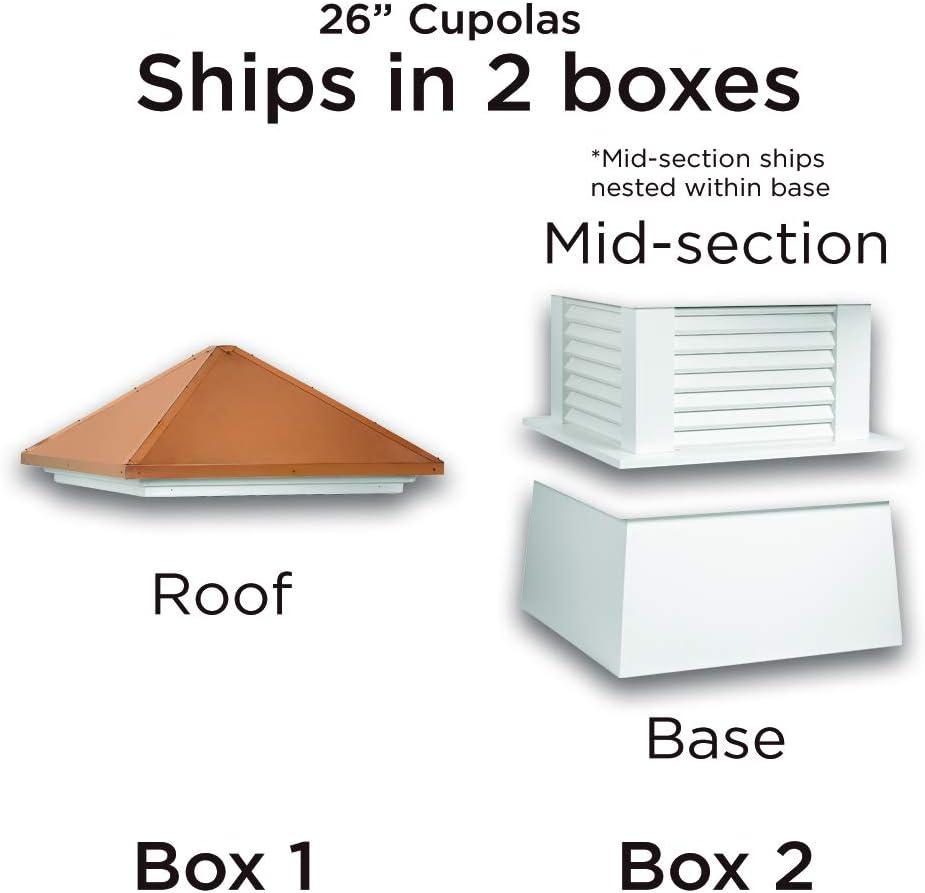 26 in. x 26 in. x 59 in. Coventry Vinyl Cupola with Copper Horse Weathervane