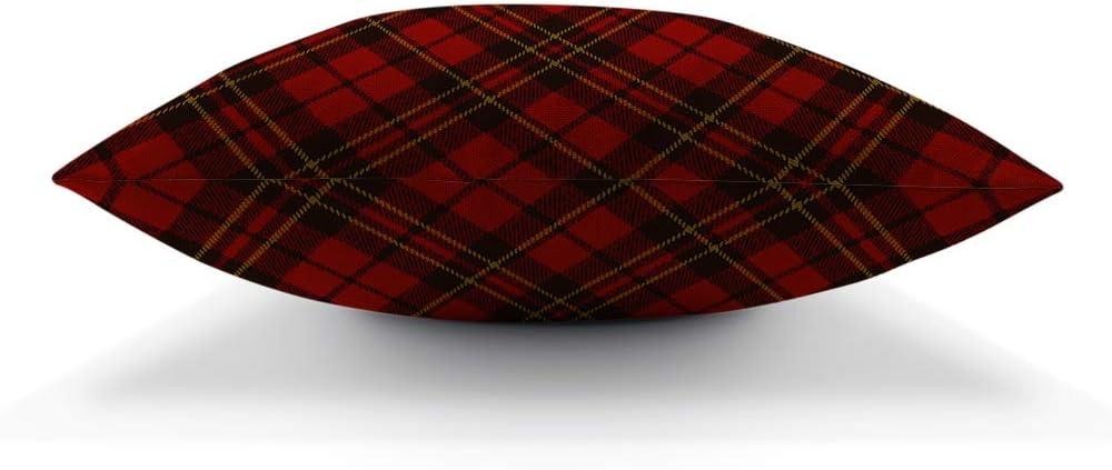 Red and Brown Cotton Plaid Throw Pillow Cover 18x18 Inch