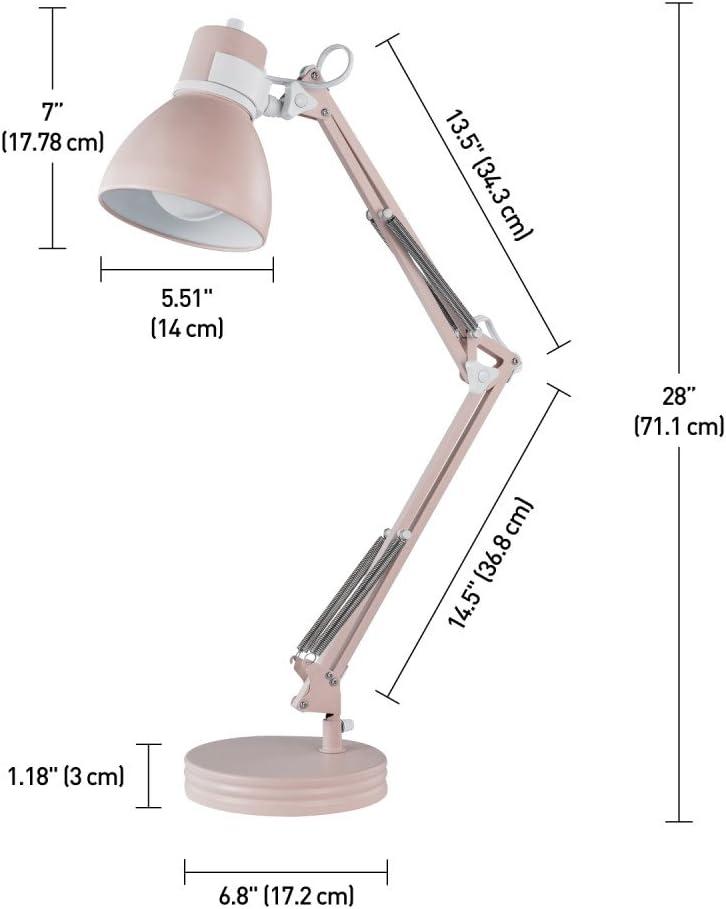 Globe Electric Architect 28" Matte Rose Swing Arm Desk Lamp