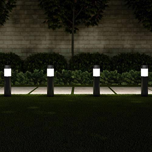 Pure Garden  Solar Path Bollard 15 in. Stainless Steel Outdoor Stake Lighting for Garden - Black - Set of 6