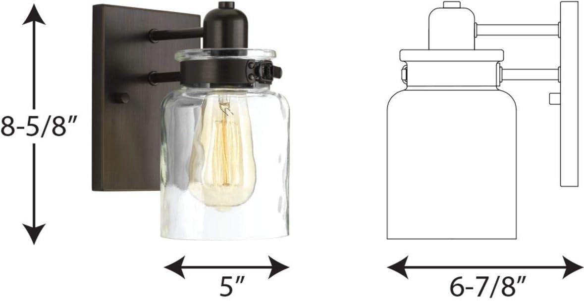 Progress Lighting Calhoun 1-Light Bath & Vanity, Steel, Antique Bronze, Clear Glass Shade