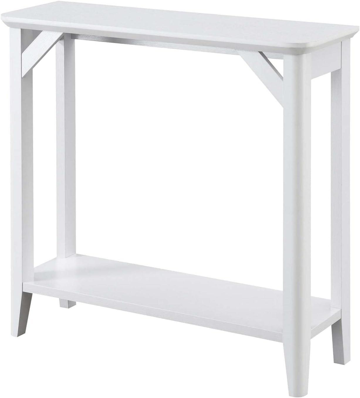 Rustic White Melamine Hall Table with Dual Shelves