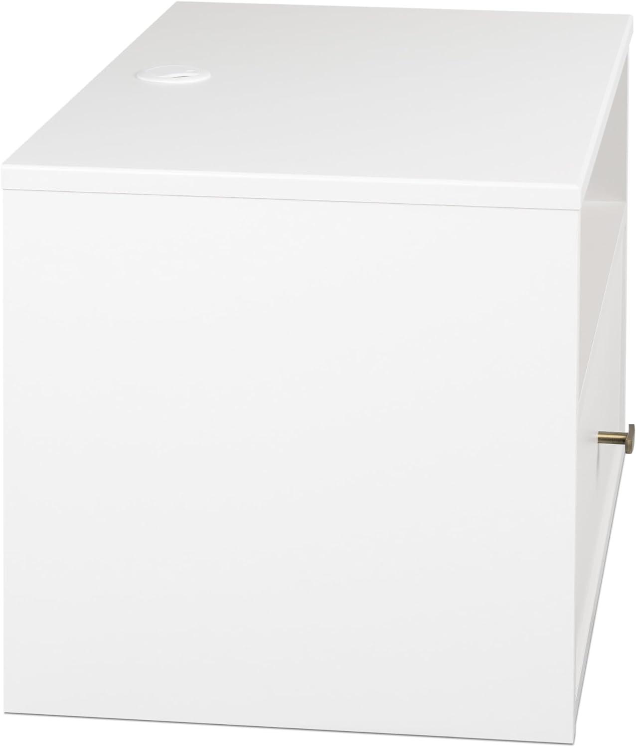 Sleek White Floating Nightstand with Drawer and Cord Management