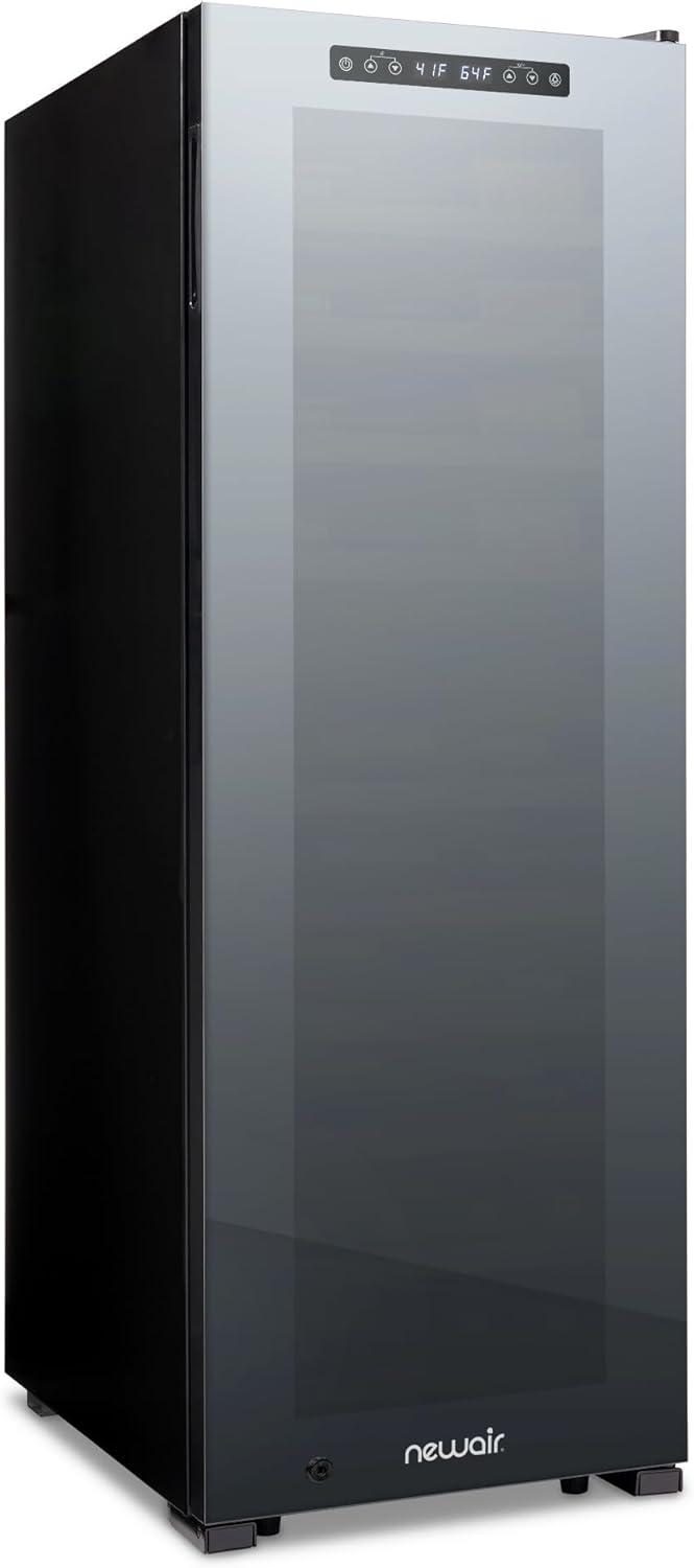 Newair Shadow Series Wine Cooler Refrigerator 56 Bottles Dual Temperature Zones, Freestanding Mirrored Wine and Beverage Fridge