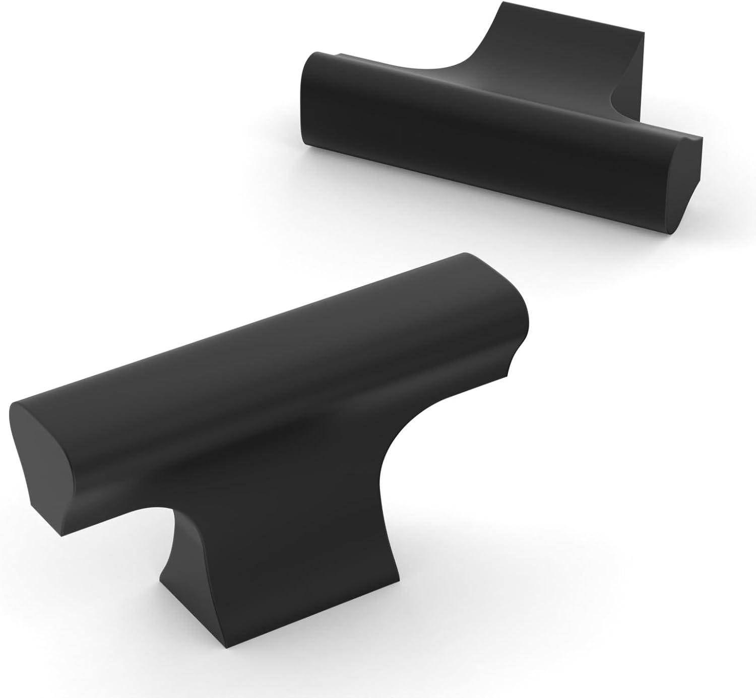 Matte Black Square Zinc Cabinet Knobs with Mounting Hardware