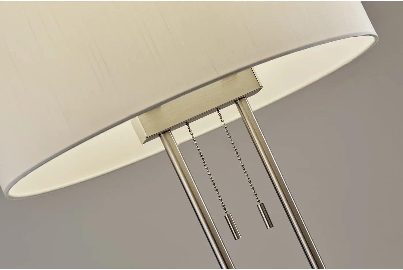 Duet Table Lamp Silver - Adesso: Modern Accent Lighting, Polyester Shade, Metal Body, ETL Listed