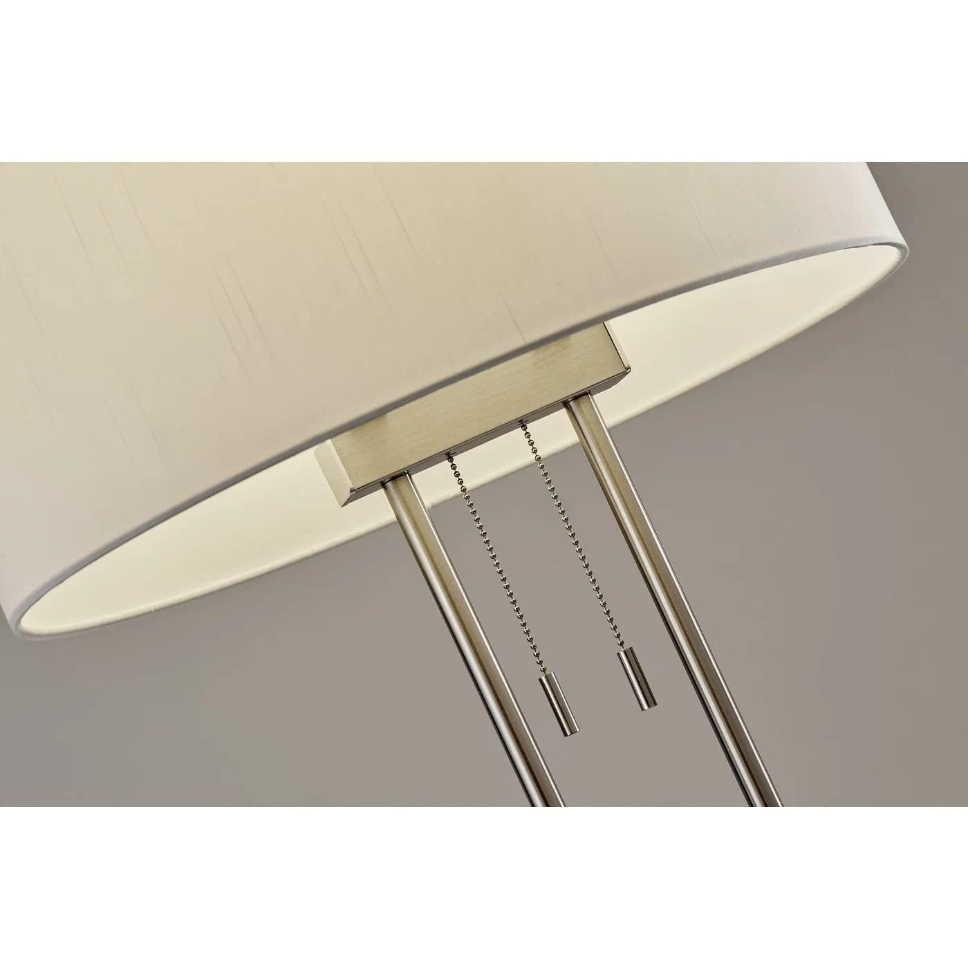 Duet Table Lamp Silver - Adesso: Modern Accent Lighting, Polyester Shade, Metal Body, ETL Listed