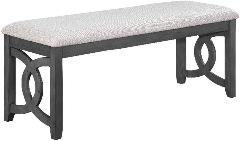 New Classic Furniture Gia 46" Solid Wood and Polyester Bench in Gray