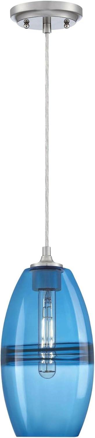 Soren Sapphire Glass Mini Pendant Light in Brushed Nickel