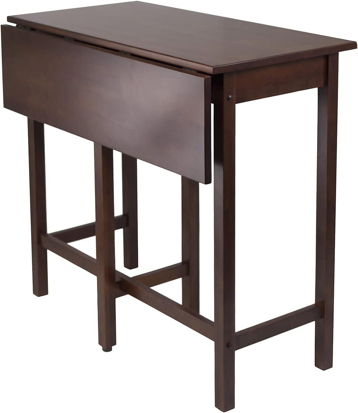 Lynnwood High Drop Leaf Dining Table Antique Walnut - Winsome: Solid Wood, Bar-Height, Rectangular