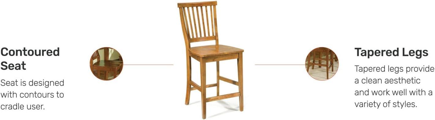 Arts and Crafts Counter Height Barstool Hardwood/Cottage Oak - Home Styles: Kitchen Island High Back Chair