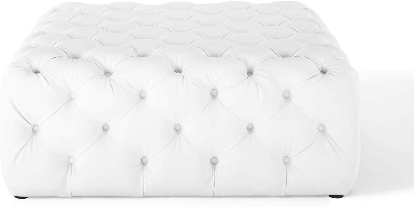 Anthem Tufted Button Large Square Faux Leather Ottoman by Modway