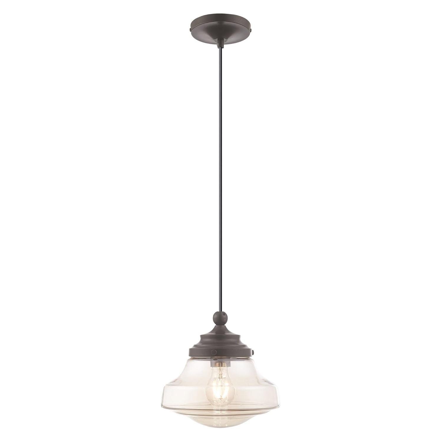 Livex Lighting Art Glass 1 - Light Pendant in  English Bronze