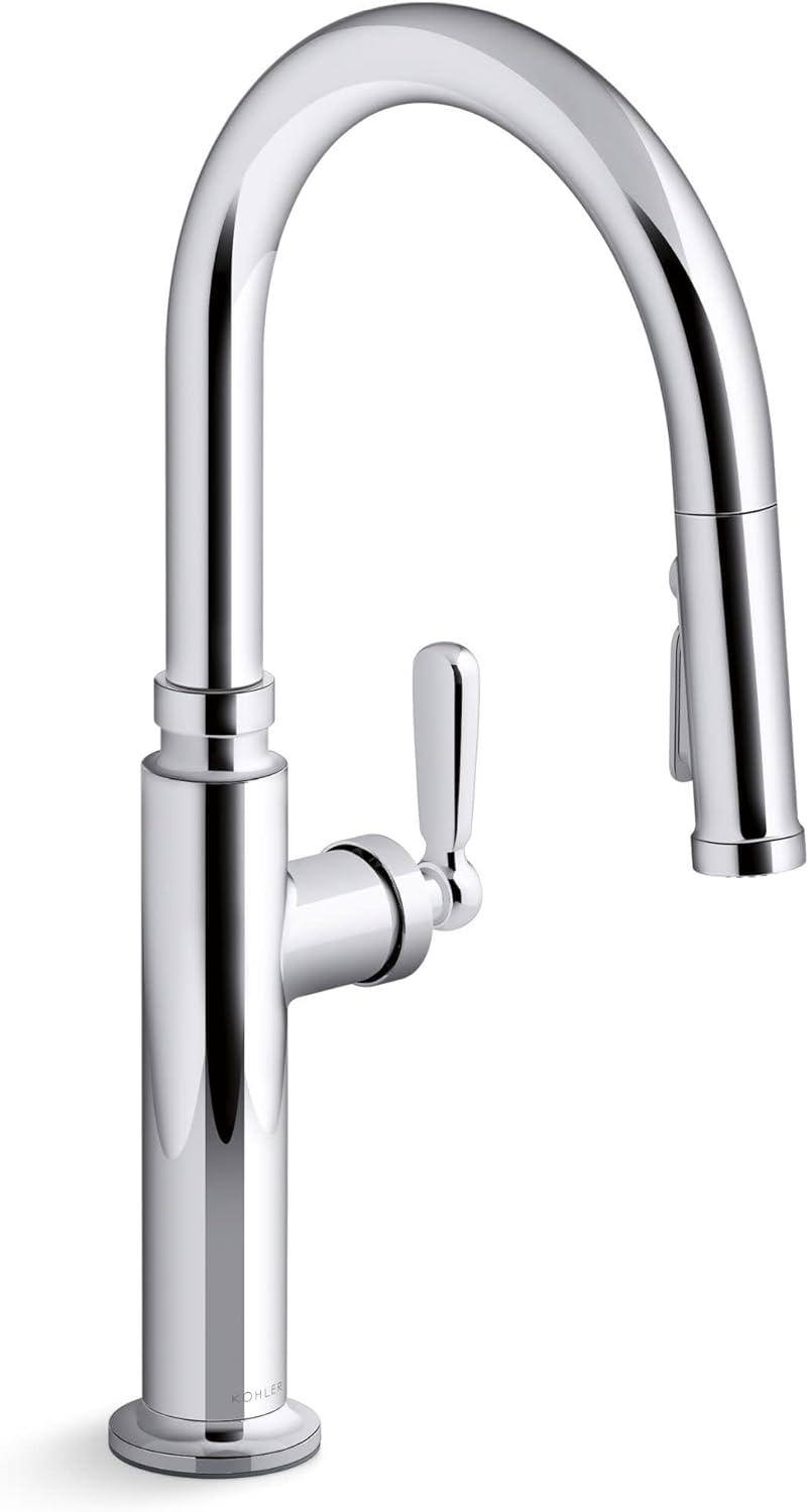 Polished Chrome Pull-Down Kitchen Faucet with Sprayhead