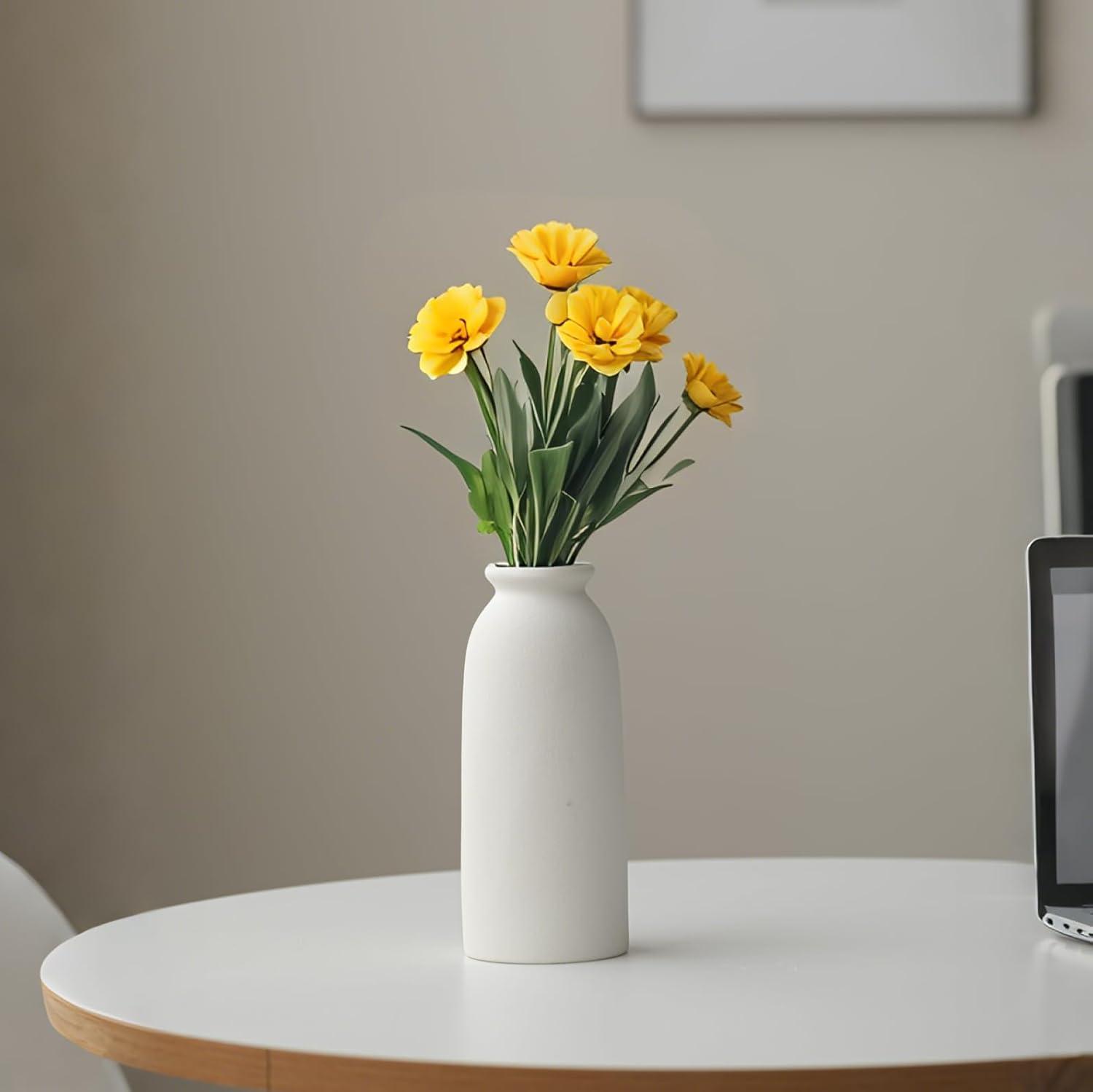 Latitude Run® Set Of 3 Multicolor Ceramic Vases For Home Decor, Farmhouse Style Centerpieces For Living Room, Table, Fireplace, Or Entryway (Blue Mix)