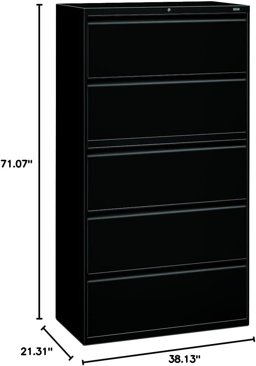 HON 5 Drawers Lateral Lockable Filing Cabinet, Black