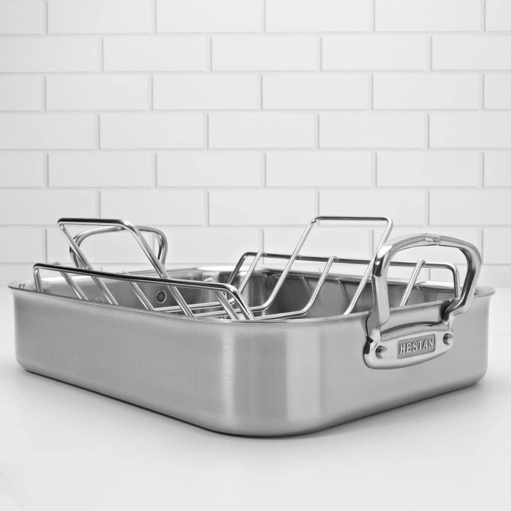 Hestan 14.5" Stainless Steel Roaster with Rack and Handles