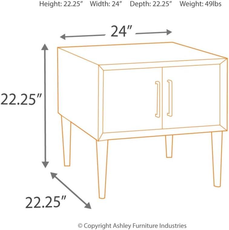 End Table Brown - Signature Design by Ashley: Mid-Century Storage Accent Table with Tapered Legs