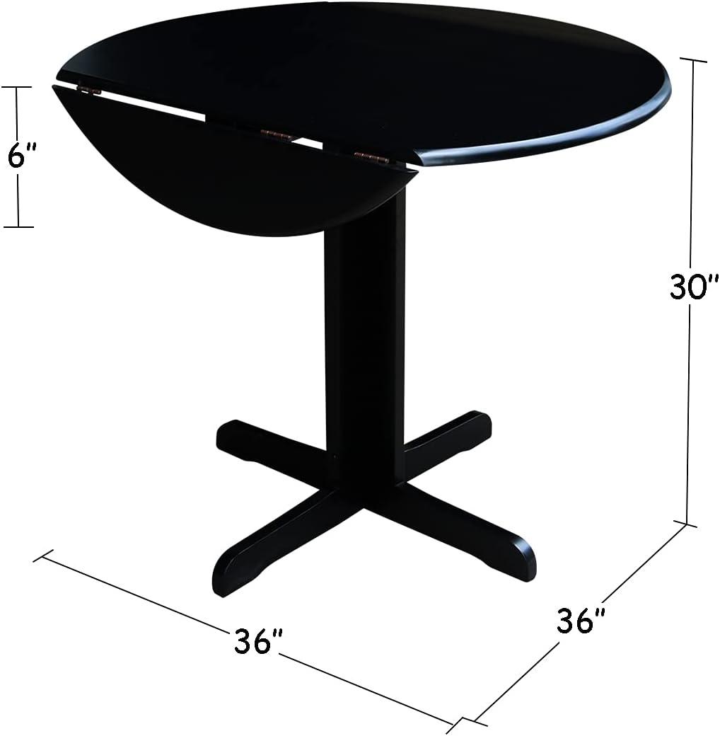 36" Dual Dining Drop Leaf Dining Table Black - International Concepts
