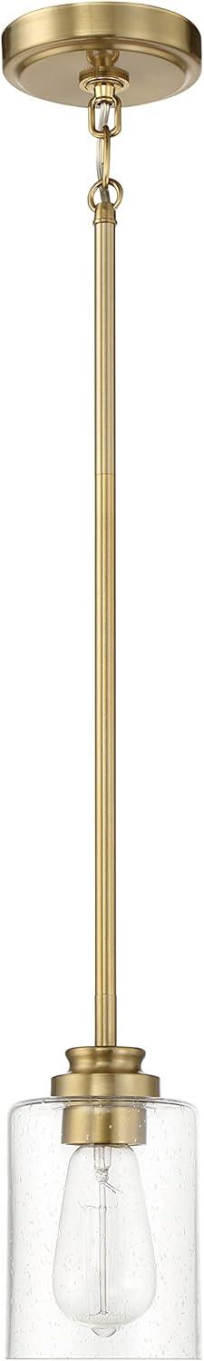 Elegant Mini Pendant Light in Satin Brass with Glass Shade