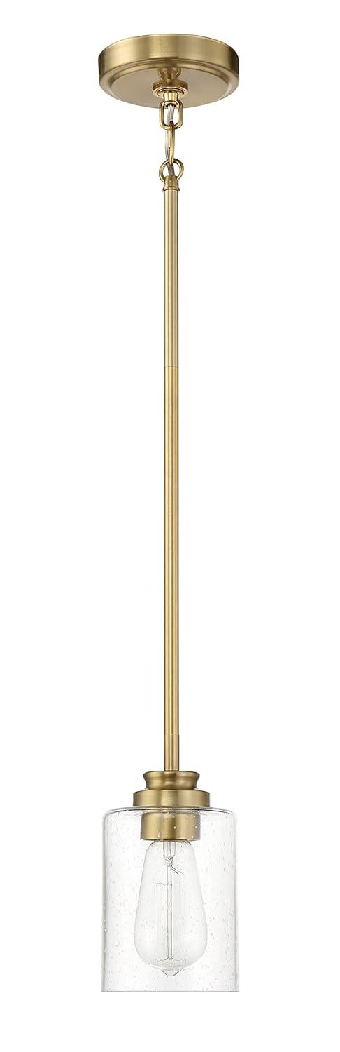 Elegant Mini Pendant Light in Satin Brass with Glass Shade