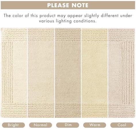 Madison Park 24"x72" Splendor Cotton Tufted Reversible Bath Rug Tan: Machine Washable, OEKO-TEX Certified