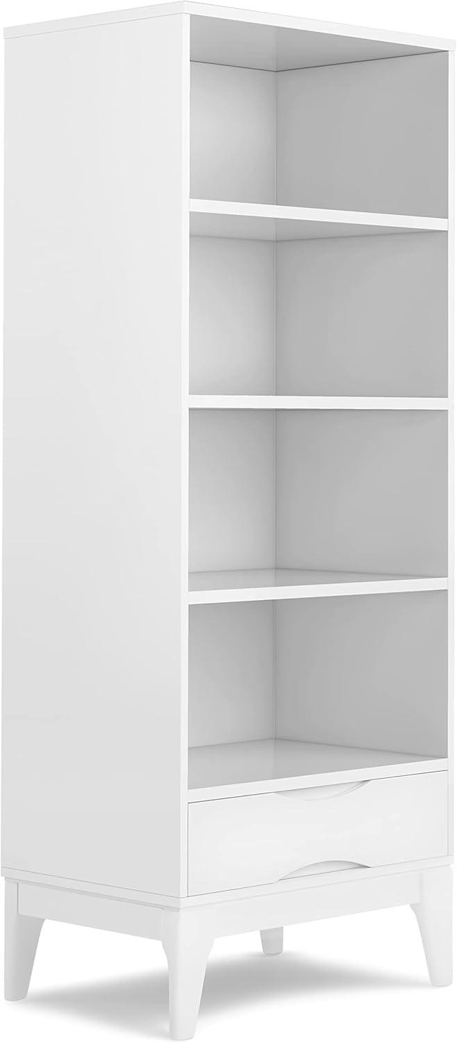 Simpli Home Harper 24"W Solid Hardwood 4 Shelf Mid-Century Modern Bookcase with Drawer and Adjustable Shelves